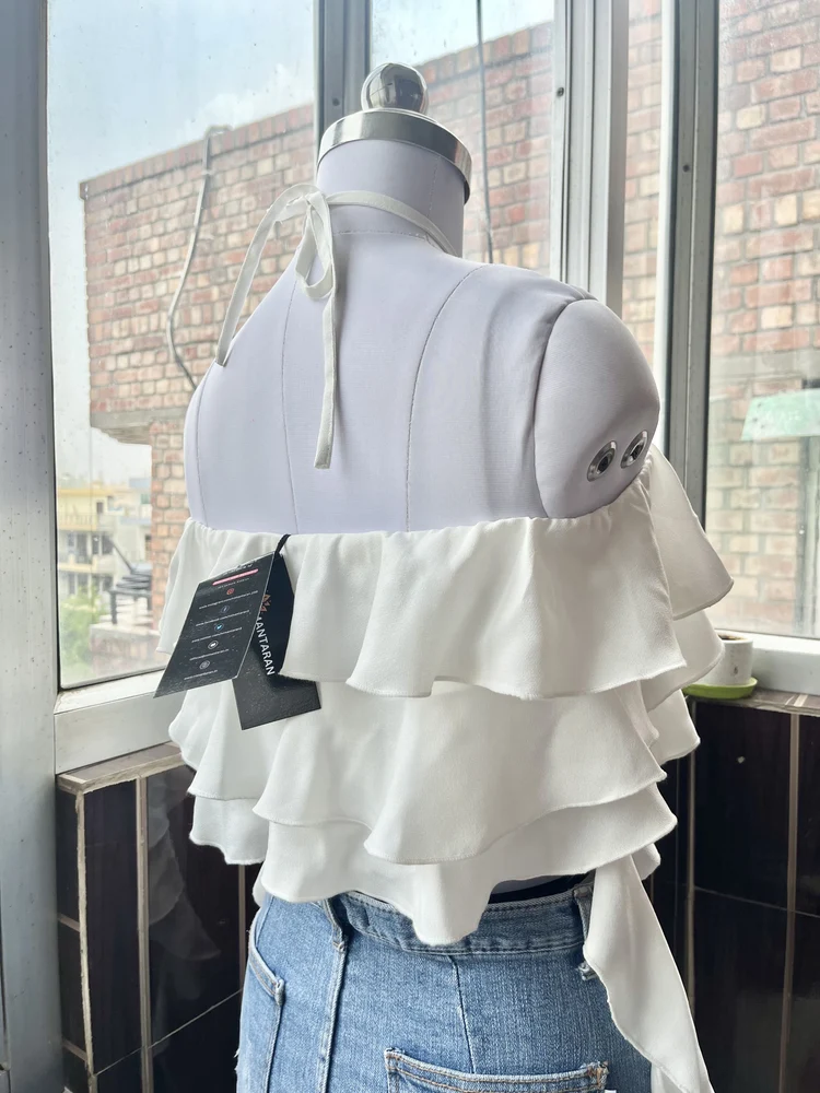 White ruffle top
