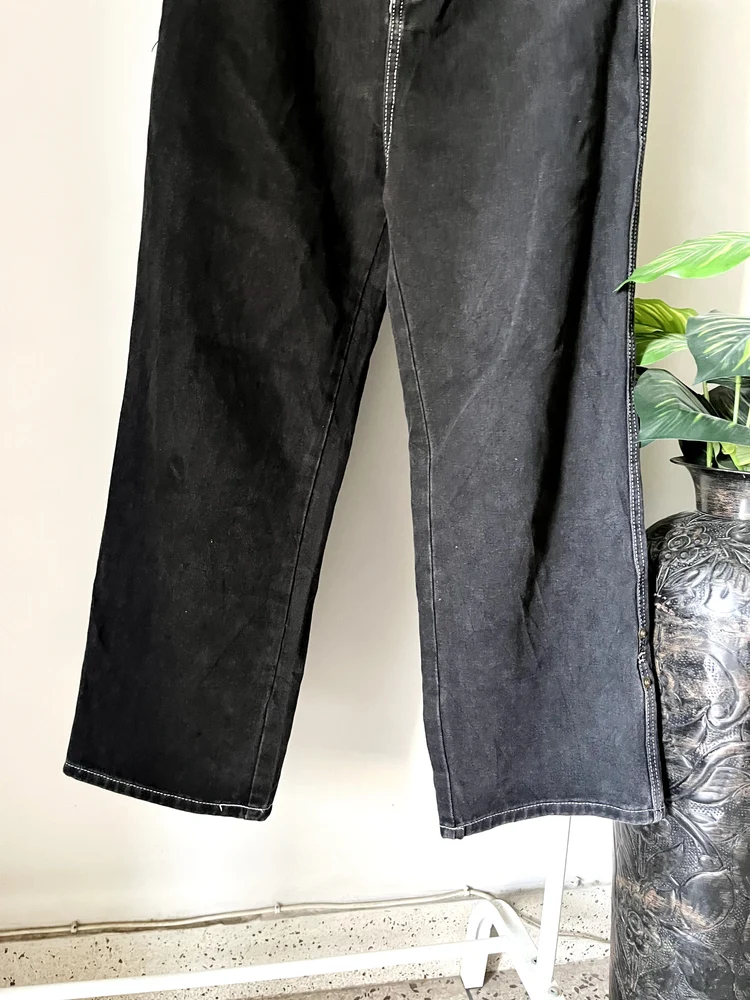 Black contrast highwaist denim 
