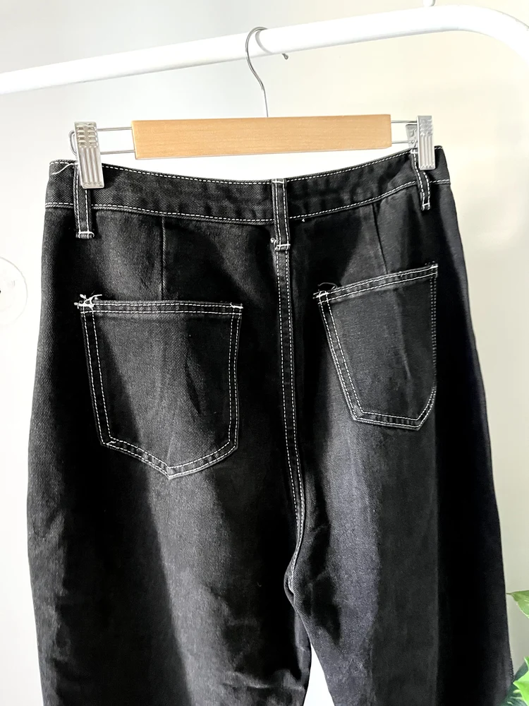 Black contrast highwaist denim 