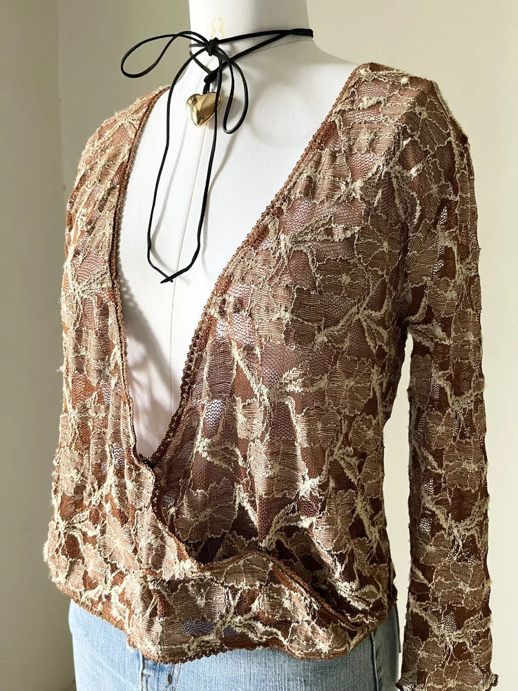 Brown lace top 