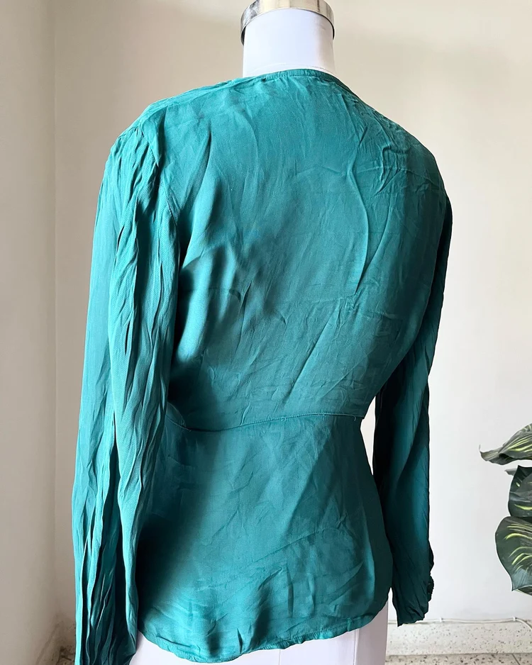 Teal wrap peplum top 