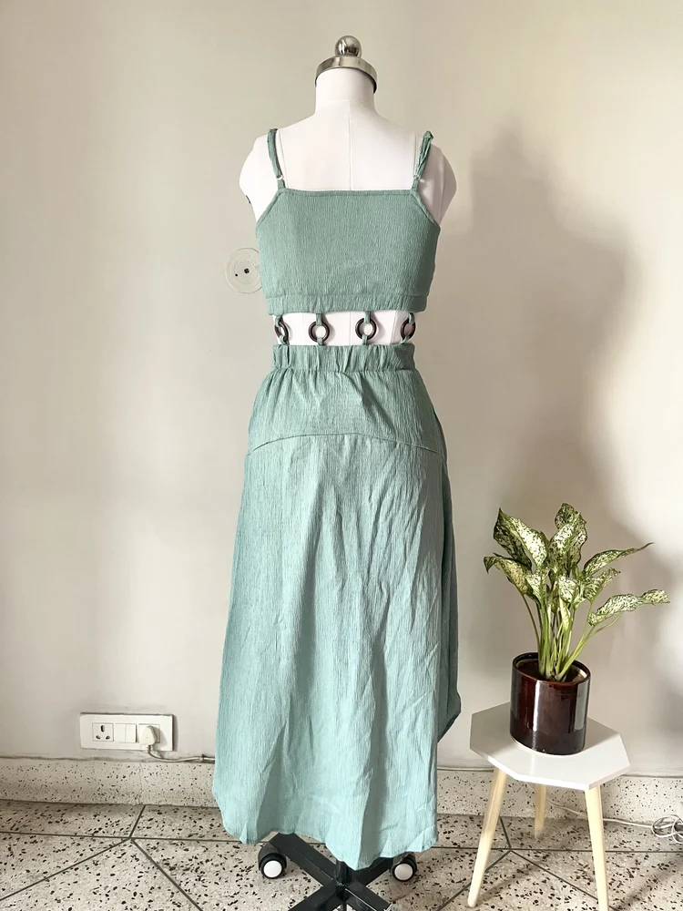 Beachy green solid dress
