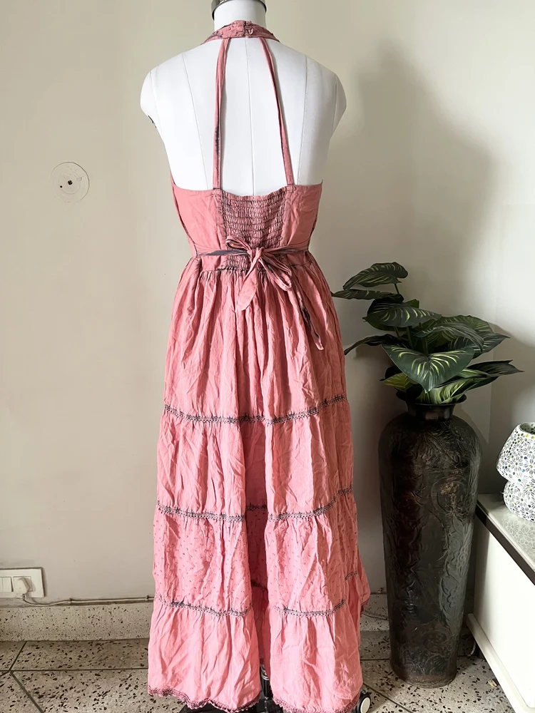 Pink schiffli maxi dress 