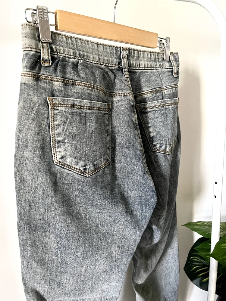 Charcoal blue straight fit jeans 