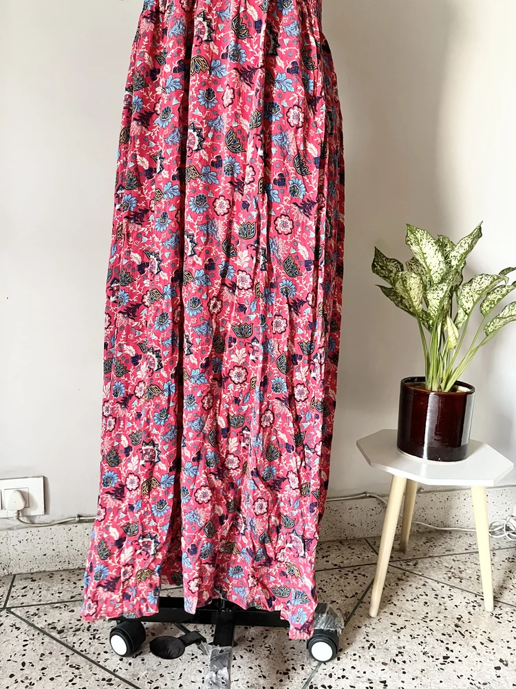 Printed tube tie-up maxi dress