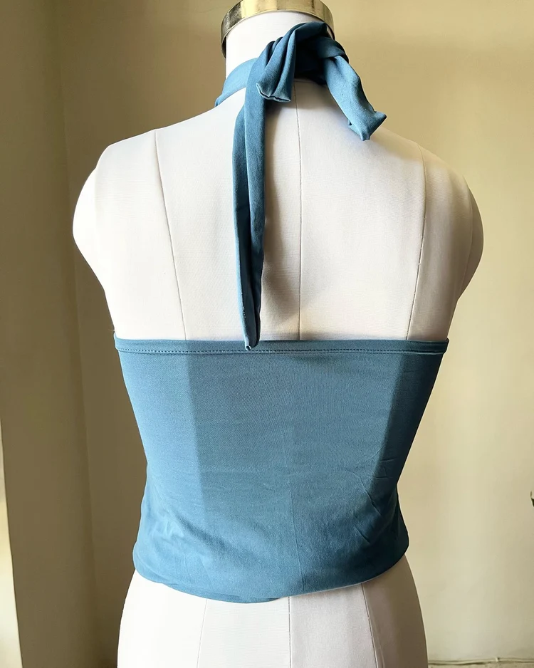 Blue halter-neck top