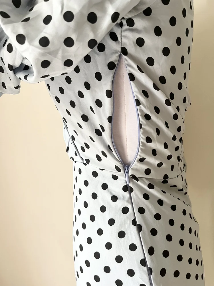 Polka dot blue bodycon dress