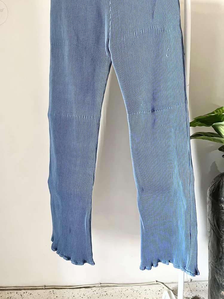 Pleated denim pants