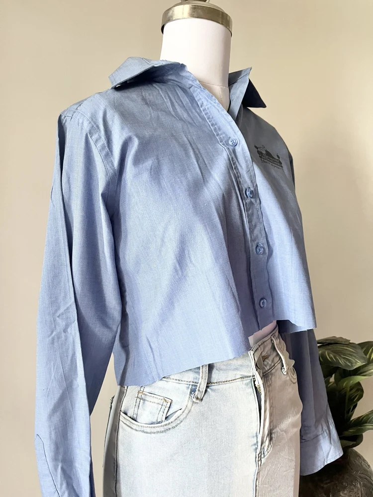 Blue crop shirt