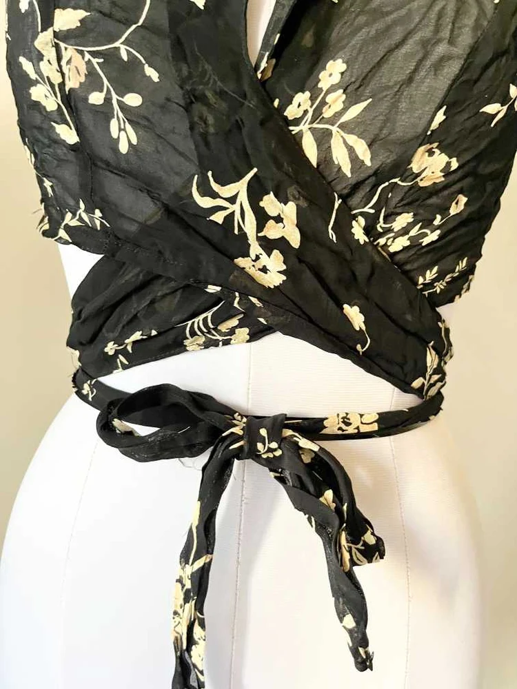 Black floral shirt style top