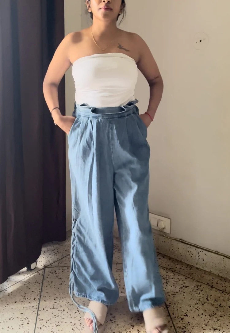 Paperbag wide-leg Highwaist denim