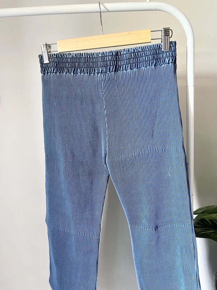 Pleated denim pants