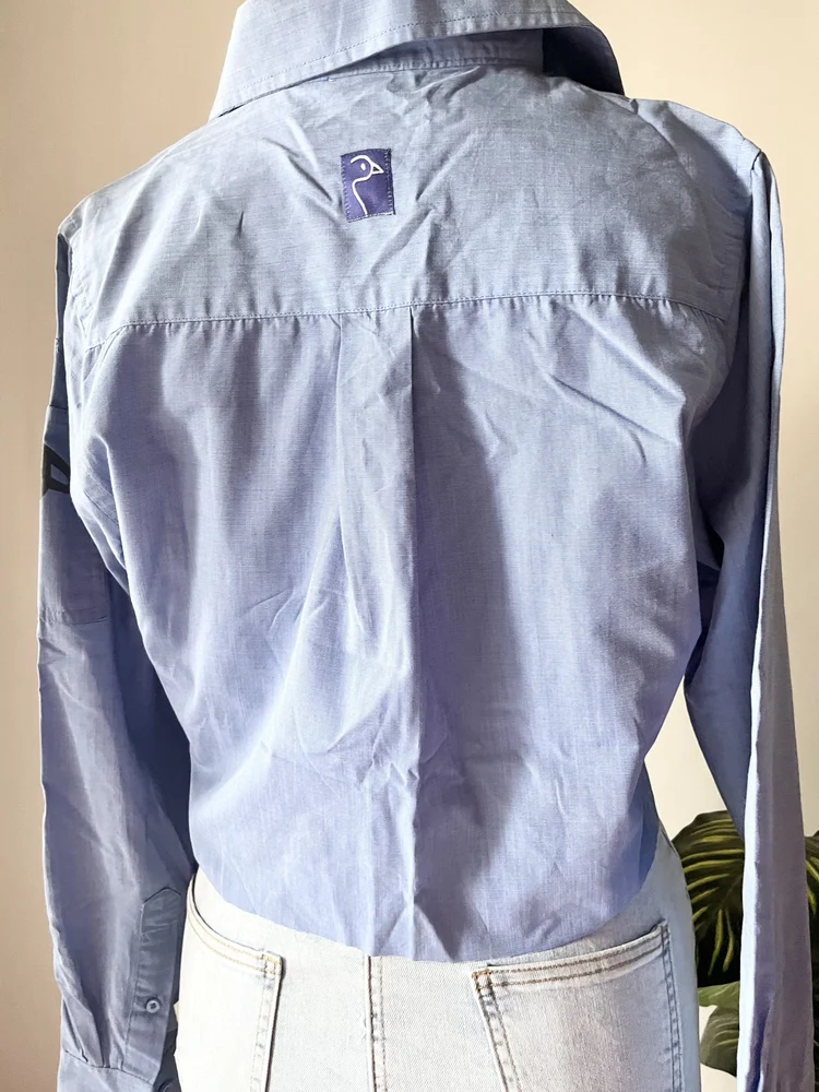 Blue crop shirt