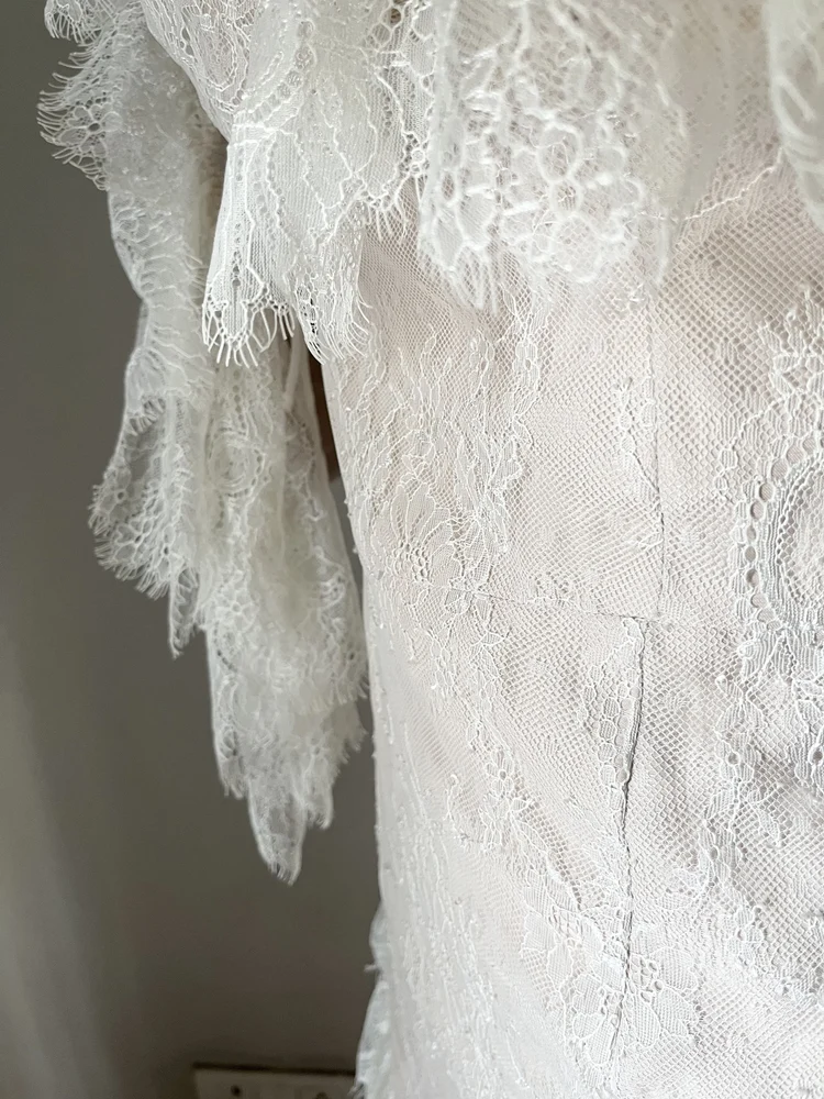 Baby pink frill cold shoulder dress