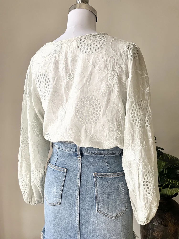 Schiffli lace shirt 