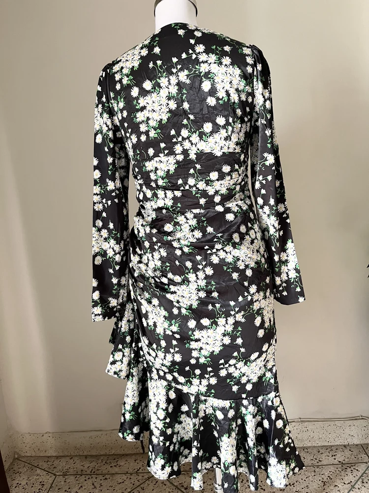Floral Drawstring padded dress 