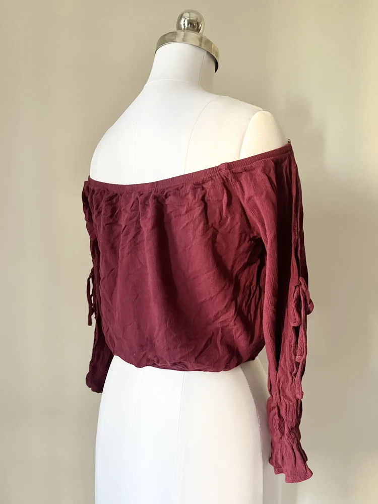 Off shoulder slit sleeves top 